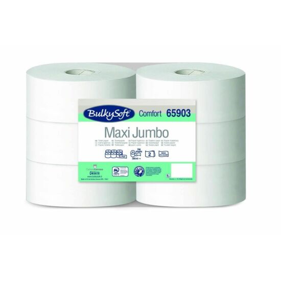 BulkySoft comfort maxi jumbo toalettpapír 2 rétegű M9 D25 300m fehérített 6tek/gyűjtő