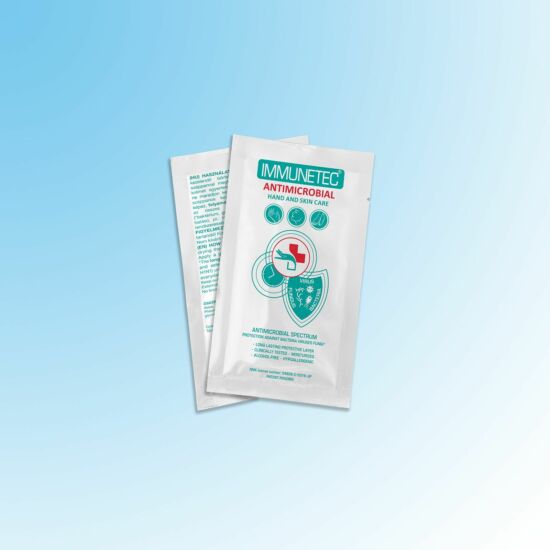 Immunetec kéz- és bőrvédő fertőtlenítő testkrém 2ml kínáló kartonban 1x100db/gyűjtő