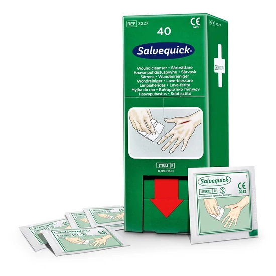 Cederroth Salvequick sebtisztító kendő kötszer adagoló utántöltő 40db 10doboz/gyűjtő