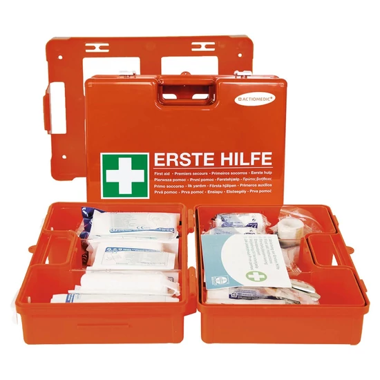 Actionmedic domino kis elsősegély-felszerelés DIN 13 157 szerinti tartalomma