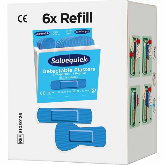 Cederroth Salvequick kék detektálható ujjvég és normál sebtapasz utántöltő 30x6doboz/gyűjtő
