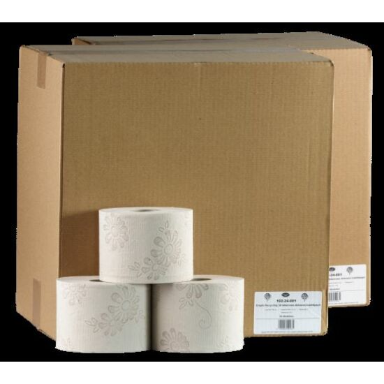 Crepto Recycling papírdobozos kistekercses toalettpapír 2 rétegű M9,5 D13 32,2m 280lap rec 24tek/gyűjtő